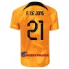 Virallinen Fanipaita Alankomaat Frenkie de Jong 21 Kotipelipaita MM-Kisat 2022 - Miesten